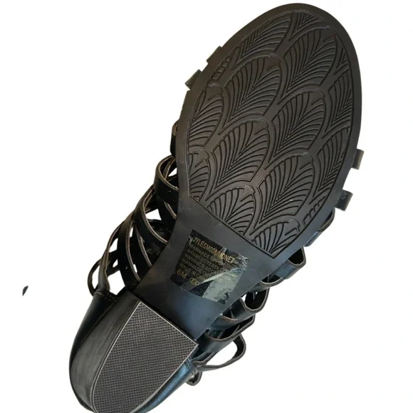 NWOT Jellypop Monet 3” Womens Black Strappy Stacked Heel Zip Sandal Size 6 - Picture 7 of 9
